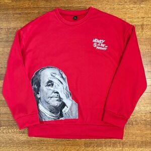 Manfinity‎ Red XL Sweatshirt Money is the Top Priority Graphic Print